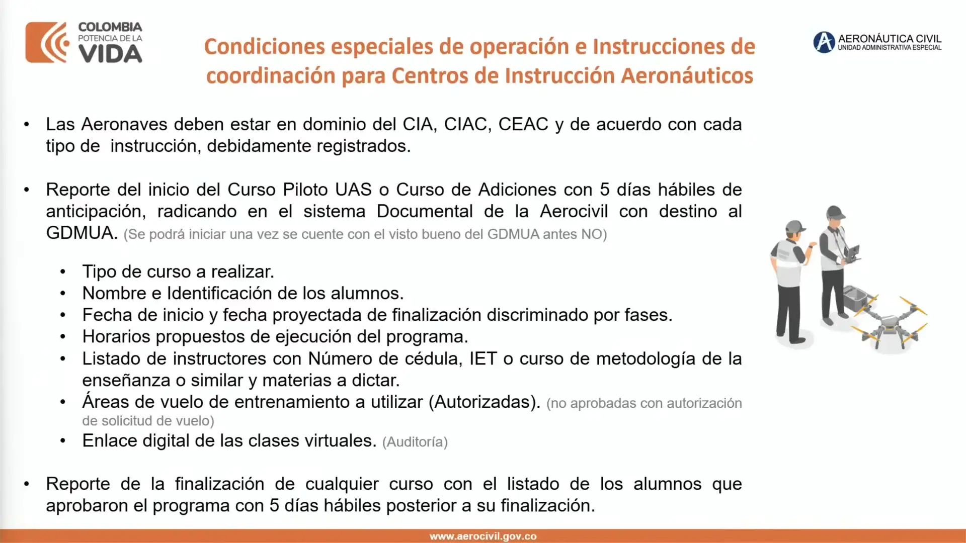 Condiciones especiales de operación e instrucciones de coordinación para Centros de Instrucción RAC 100 - Pag 2